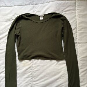 H&M Green Ribbed Knit Top